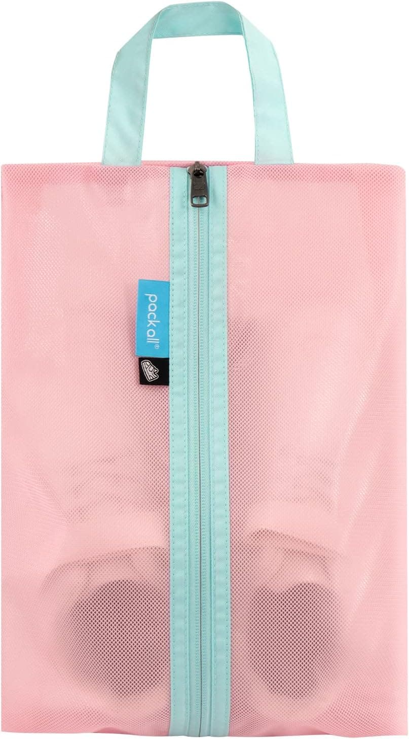 pack all Kids Shoe Bag for Travel, Water-Resistant Shoe Pouch for Gym, Odor-Resistant Soccer Cleats Bag for Sport, Cute Design for Girls, Boys, Toddlers (Pink)