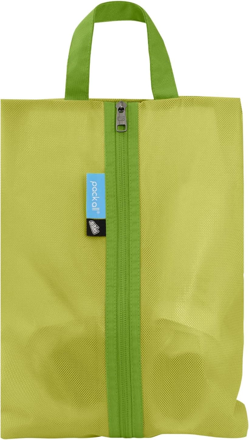 pack all Kids Shoe Bag for Travel, Water-Resistant Shoe Pouch for Gym, Odor-Resistant Soccer Cleats Bag for Sport, Cute Design for Girls, Boys, Toddlers (Green)