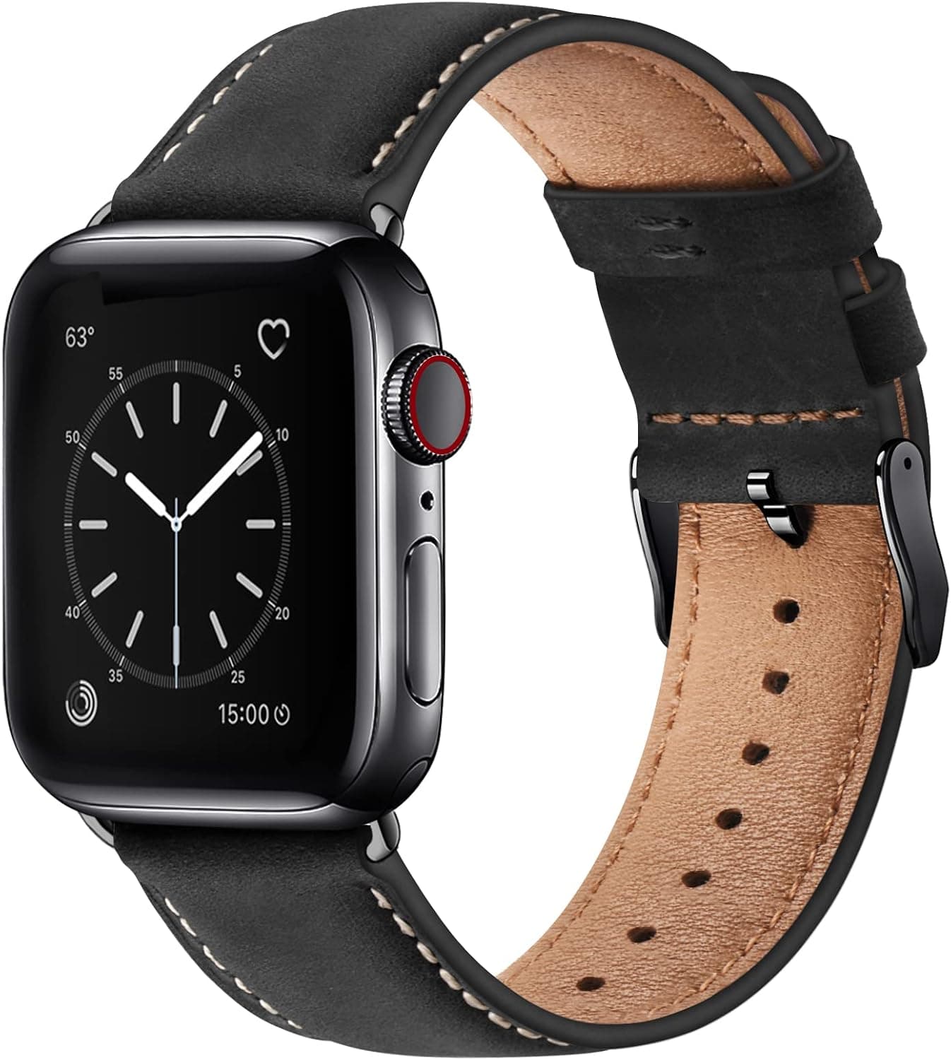 SUNFWR Leather Bands Compatible with Apple Watch Band 42mm(Series 3 2 1) 44mm 45mm 46mm 49mm for Men Women, Top Grain Genuine Leather Replacement Strap for iWatch Ultra 3 2 1, SE3 2 1, Series 11 10 9 8 7 6 5 4 3 2 1