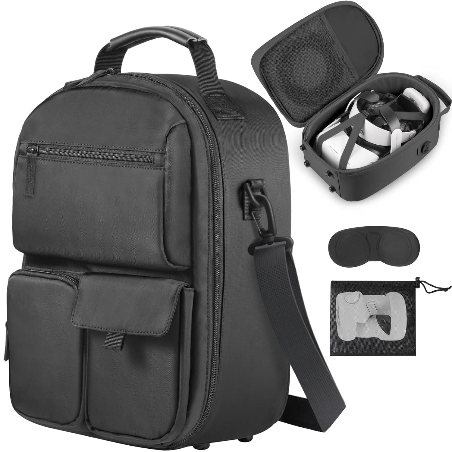 FOREGOER Carrying Case for Meta Quest 3/Quest 3S/Oculus Quest 2, Hard Travel Storage Case Compatible with Oculus Quest 3 Headset, Quest Pro, Touch Controllers Accessories, VR All-in-One Gaming Headset