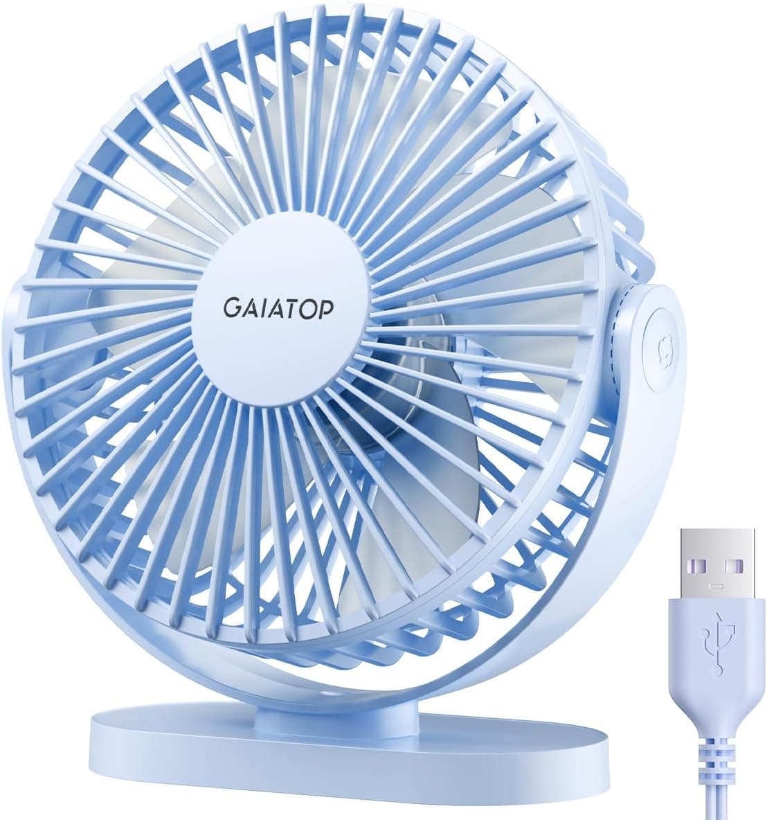 Gaiatop USB Desk Fan, 5.5 Inch Small Quiet Powerful 3 Speeds 90° Rotate, Personal Mini Portable Desktop Table Fans, Cooling for Home Office Car Travel Indoor Outdoor Pink