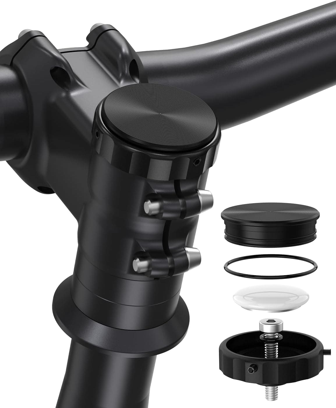 Bike Mount for AirTag, Hidden Bicycle Stem Cap Mount for AirTag, Anti-Theft Bike GPS Tracker Accessory Waterproof Holder for Bicycles with Headset Cap Size of 1-1/8" & 1-1/4"