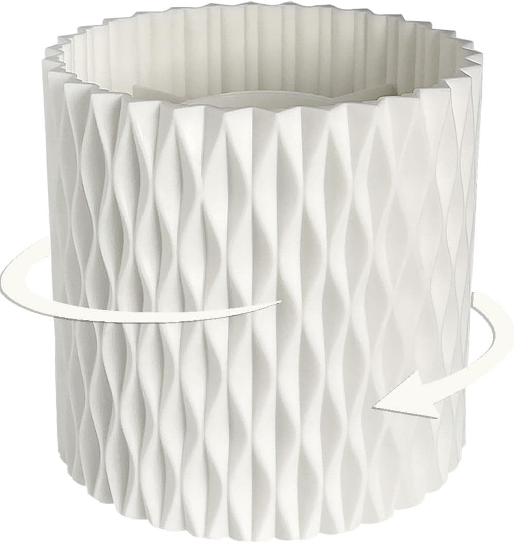 Rotating Pen Holder for Desk, 5 Slots Unique White Desk Organizer Easthetic Desktop Supplies and Accessories for Women Girls, Pencil Cup Caddy for Office Home Art Supply