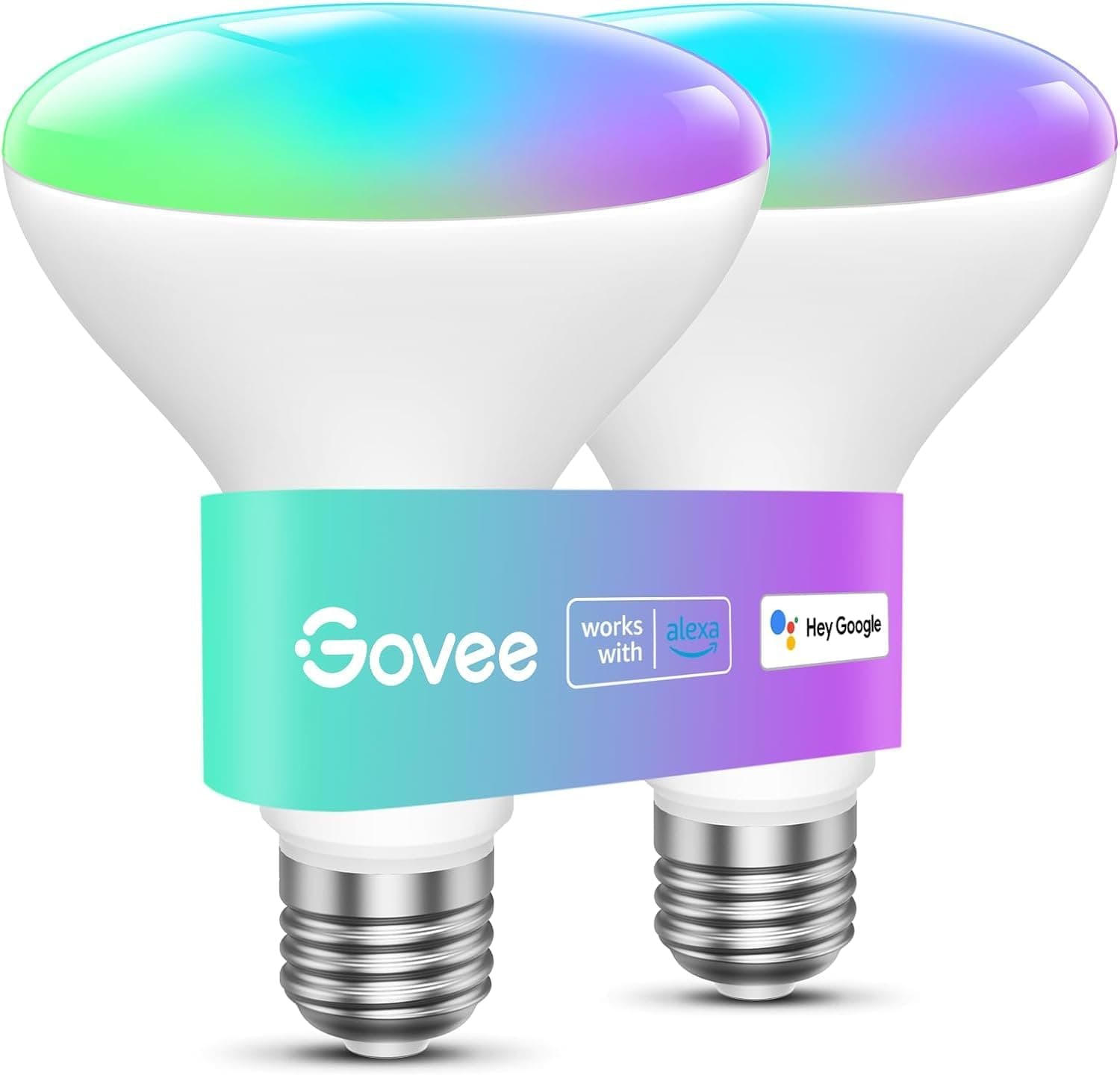 Govee Smart Light Bulbs, 1200 Lumens Dimmable BR30 Bulbs, RGBWW Color Changing Light Bulb, Flood Light Bulbs Work with Alexa, Google Assistant, WiFi & Bluetooth LED Bulbs, Music Sync, 2 Pack