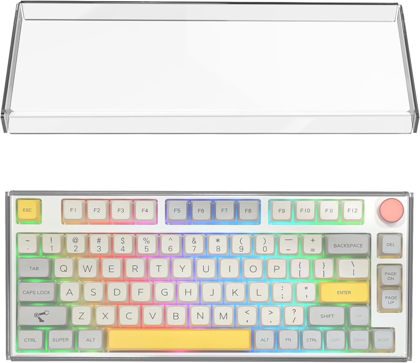 Geekria 75% 84-Key Knob Keyboard Dust Cover, Clear Acrylic Keypads Cover, Compatible with Keychron Q1 HE/Max/Pro, EPOMAKER TH80 75%, Glorious Gaming - GMMK PRO 75%