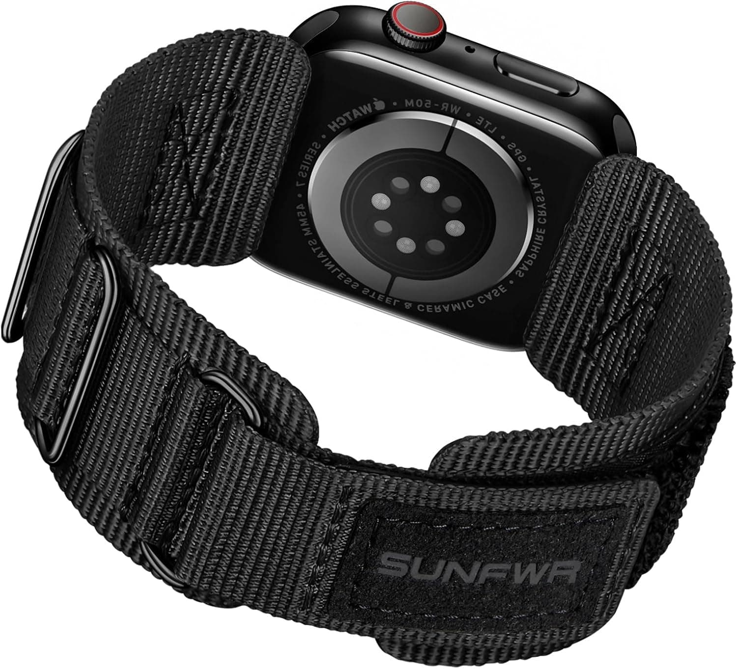 SUNFWR Rugged Nylon Band for Apple Watch Ultra 3&2&1 49mm 46mm 45mm 44mm 42mm Men,Velcro Tactical Military Strap for iWatch Series 11/10/9/8/7/6/5/4/3/2/1/SE