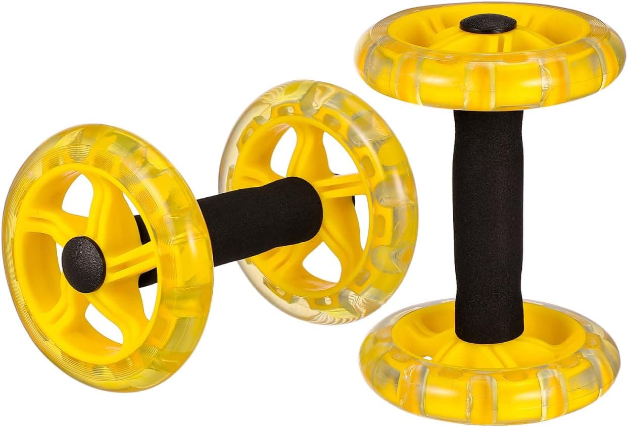 Kisangel Exercise Roller Weight Loss Equipment Exercise Abdominal Roller Ab Exercise Roller Hand Weights Dumbbell Yellow Fitness Exercise Device Fitness Wheel Wire Wheel