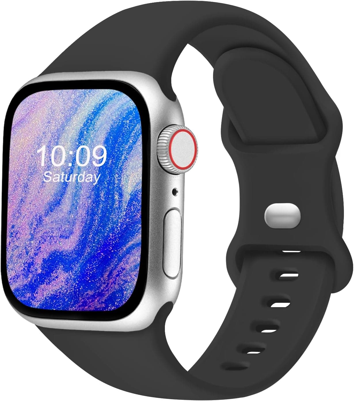 Sport Bands Compatible with Apple Watch 46mm 38mm 40mm 41mm 42mm 44mm 45mm 49mm for Women Men, Soft Silicone Accessory Strap Wristband for iWatch Series 11 10 9 8 7 6 5 4 3 2 1 SE Ultra Black