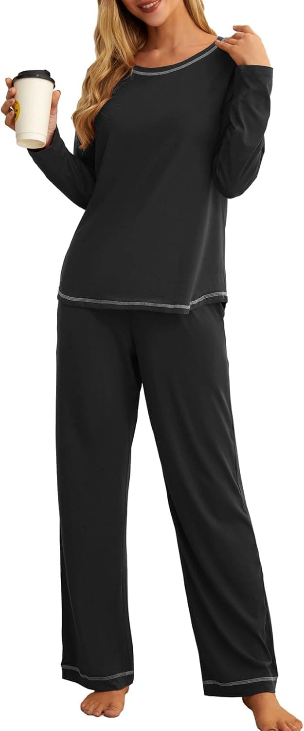 PrinStory Women's Pajama Set 2025 Lounge Sets Long Sleeve Sleepwear Soft 2 Piece Pjs with Pockets