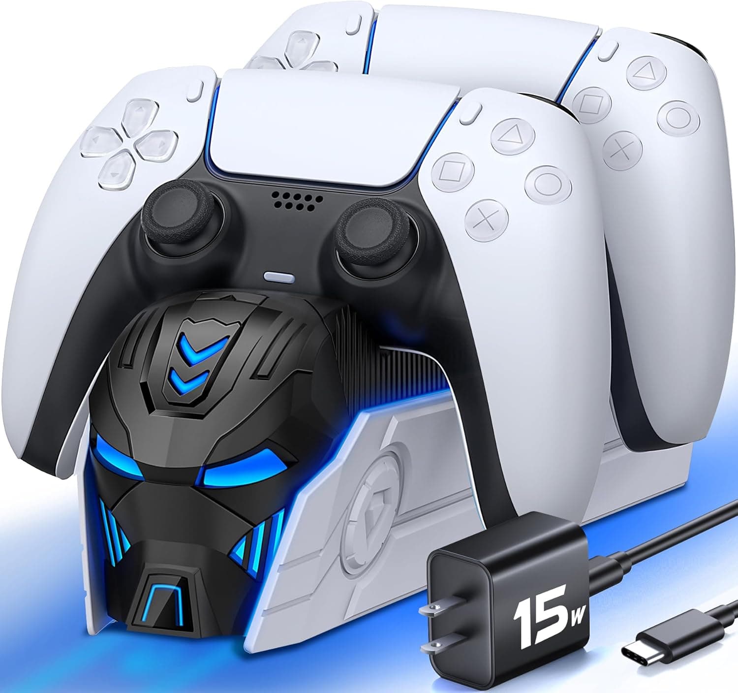 Upgraded for PS5 Controller Charger with Fast Charging AC Adapter, Dual Controller Charging Station Stand for PlayStation 5, Docking Station Replacement for PS5 Accessories Kits