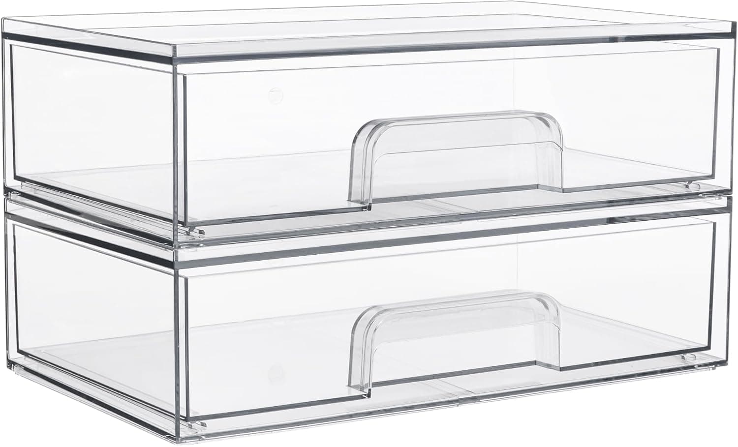 Vtopmart 12.1''W Clear Stackable Storage Drawers,2 Pack Acrylic Plastic Organizers Bins for Makeup Palettes, Cosmetics, and Beauty Supplies,Ideal for Vanity, Bathroom,Cabinet,Desk Organization