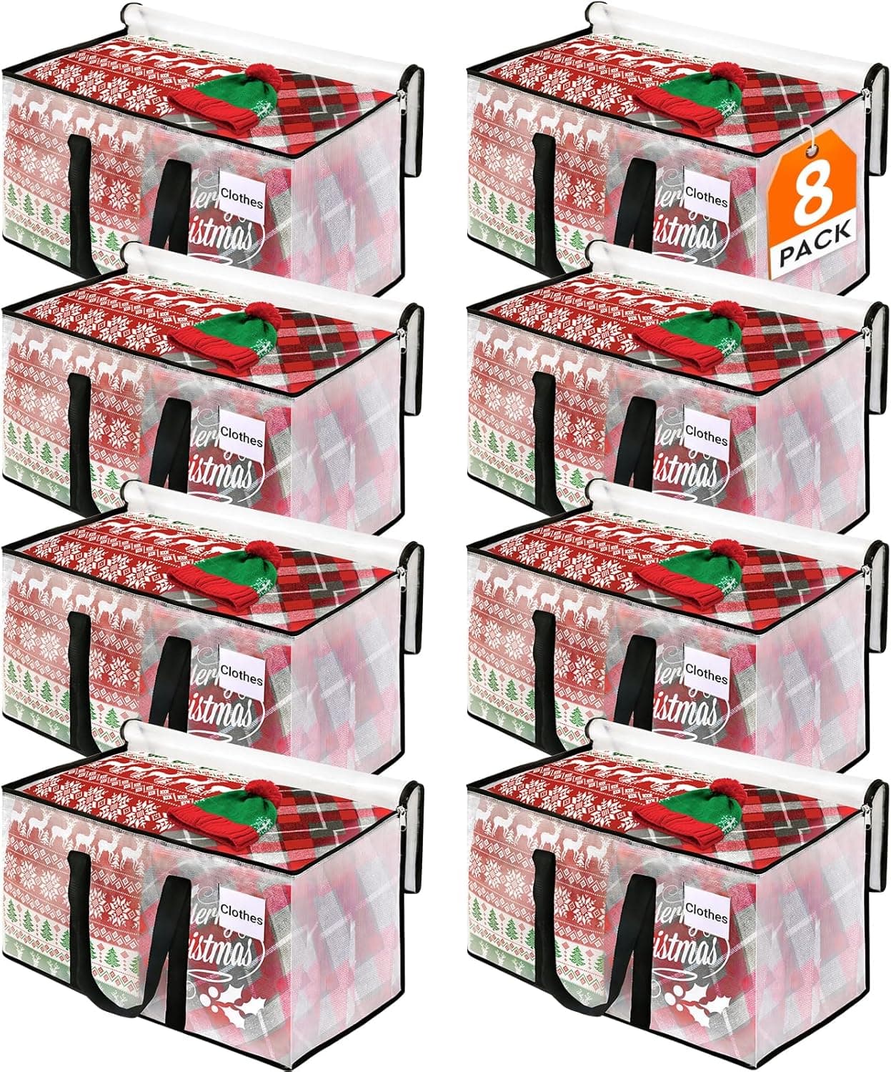 BlissTotes Moving Bags, 93L 8-Pack Storage Bags, Moving Box Heavy Duty Extra Large, Moving Totes with Zipper, Reinforced Handles & Tag Pocket, Boxes for Packaging Moving