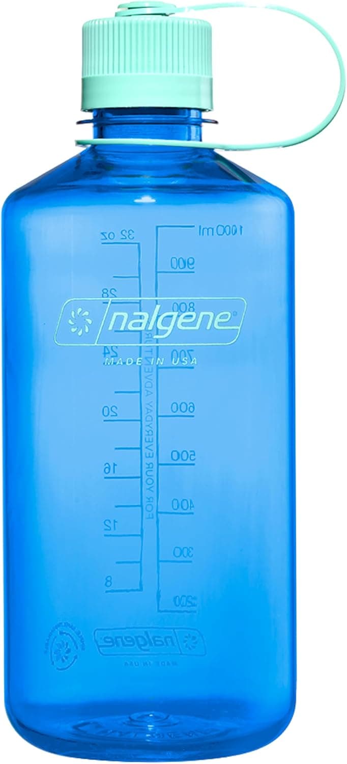 Nalgene Water Bottle - Lightweight Sustain Tritan BPA-Free Shatterproof Bottle for Backpacking, Hiking, Gym, 32 OZ, Narrow Mouth, Cornflower Blue
