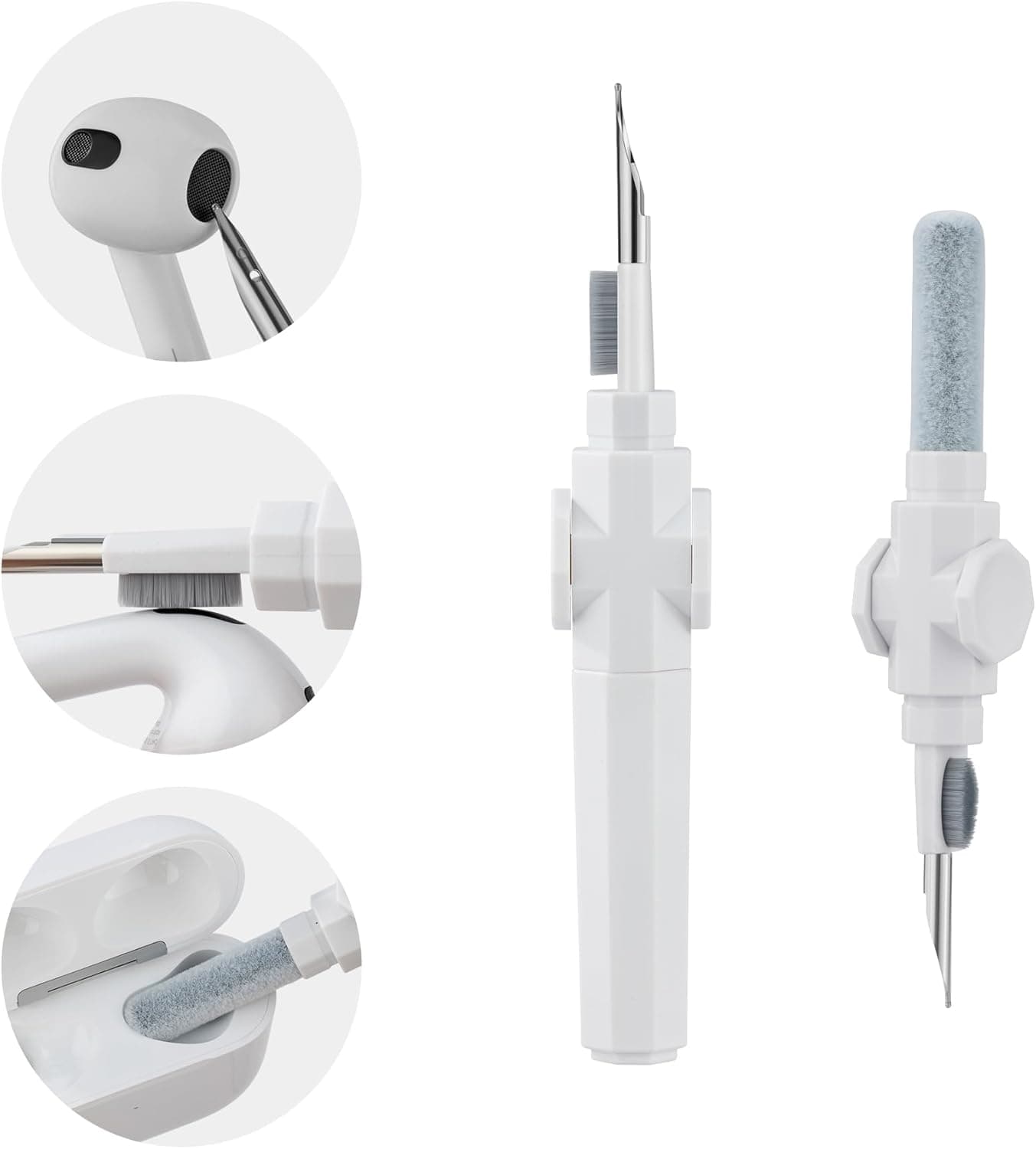 360° Rotating Cleaner Kit for Airpods Pro 1 2 3 Multi-Function Cleaning Pen with Soft Brush Flocking Sponge for Bluetooth Earphones Case Cleaning Tools