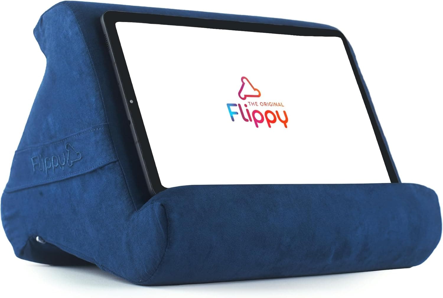 Flippy Original Tablet Pillow Stand & iPad Holder, Gift for Book Lovers & Readers, Multi-Angle Stand with Storage for Lap, Desk & Bed, Compatible with Kindle, Fire, iPad & Samsung, True Blue
