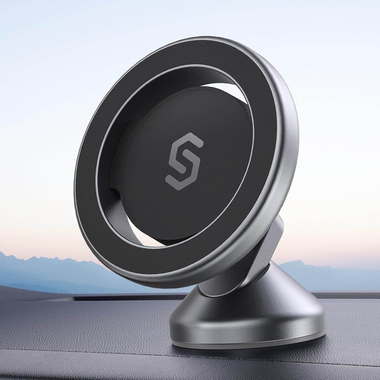 SYNCWIRE for MagSafe Car Mount - 360 Rotation Magnetic Phone Holder for Car Dashboard, Strong Magnet Car Phone Holder Mount Compatible iPhone 17 Pro Max Air 16 15 14 13 - Car Accessories for Women Men