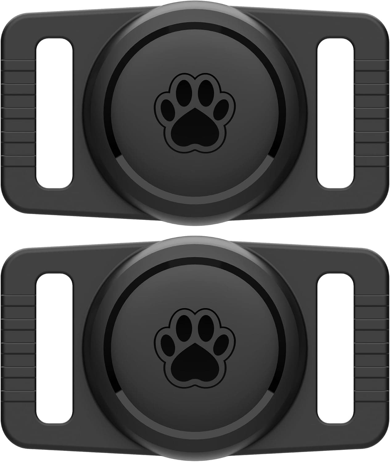 for Airtag Dog Collar Holder 2 Pack,Waterproof Dog Collar Holder for Apple AirTag, Silicone Air Tags Case for Dog Collars(Black)