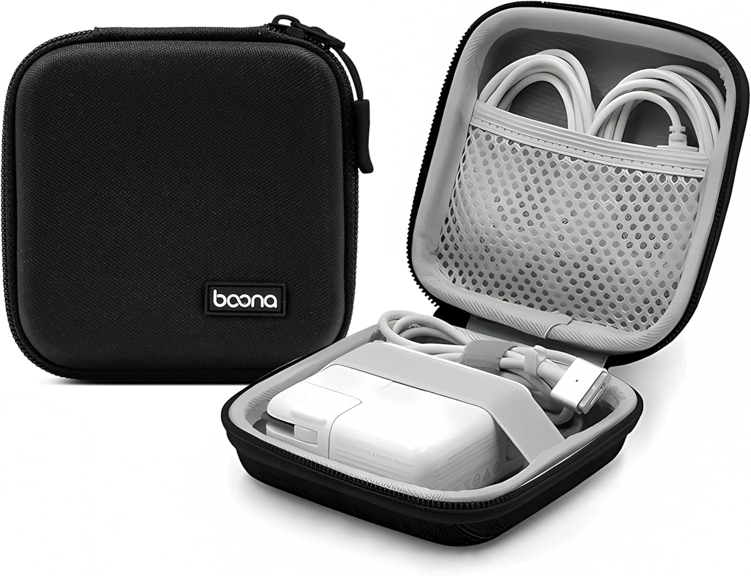 Small Travel Carrying Storage Case, 4.4"x4.4" Charger Organizer, Pouch compatible with MacBook Power Adapter, Laptop Accessories Cables, Cords, USB Drives, Earphones