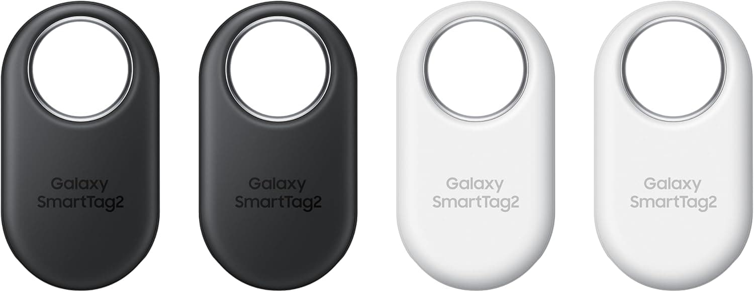 Samsung SmartTag2 (2023) Bluetooth + UWB, IP67 Water and Dust Resistant, Findable via App, 1.5 Year Battery Life (4-Pack) - Black/White (Global Edition, No US Warranty)