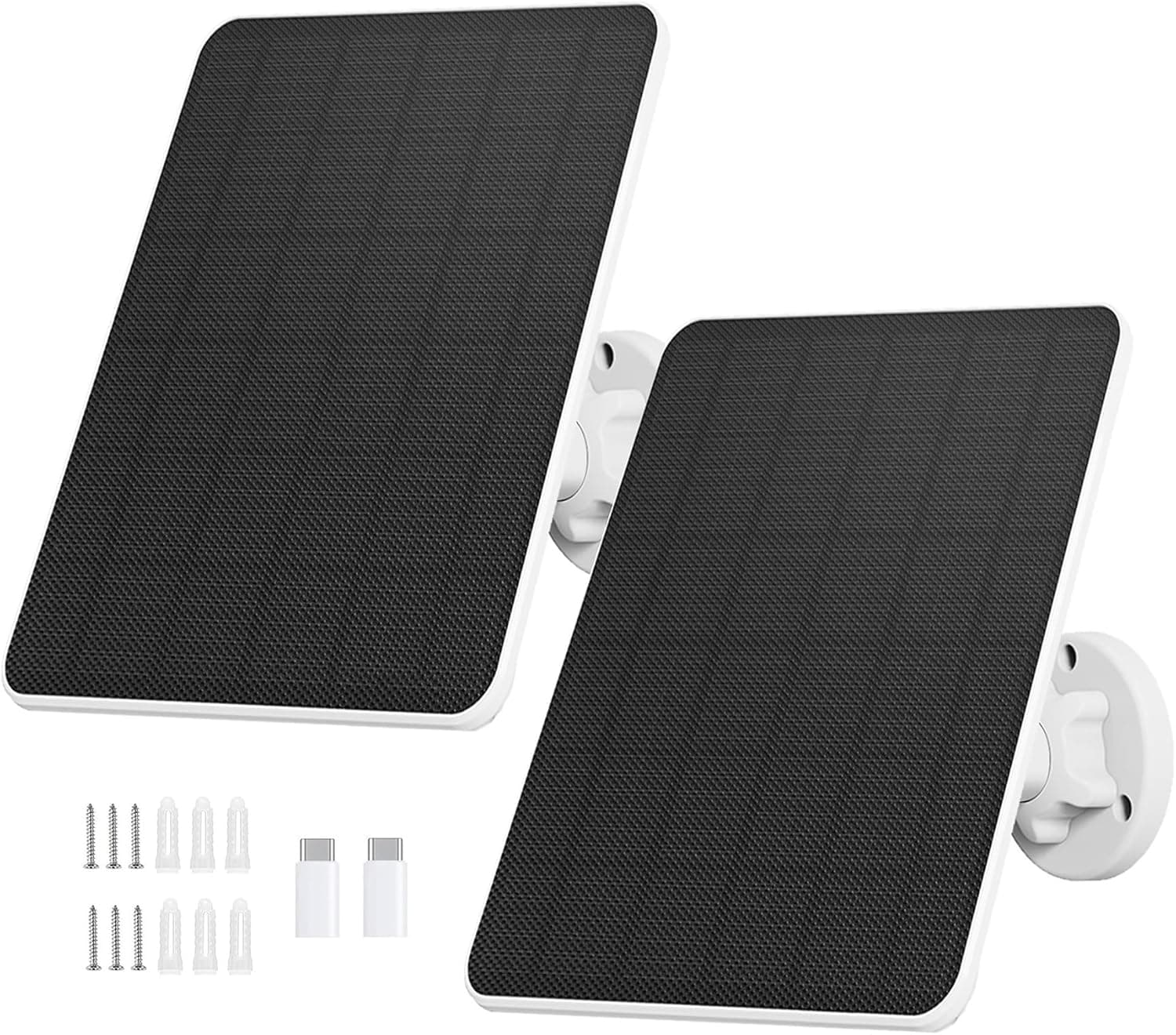 Solar Panel for Security Camera,6W Solar Panel Micro USB&USB-C,Camera Solar Panel for Outdoor Rechargeable Battery Camera,Doorbell,Light,Solar Panels with IP65 9.8ft Cable,Adjustable Bracket(2 Pack)