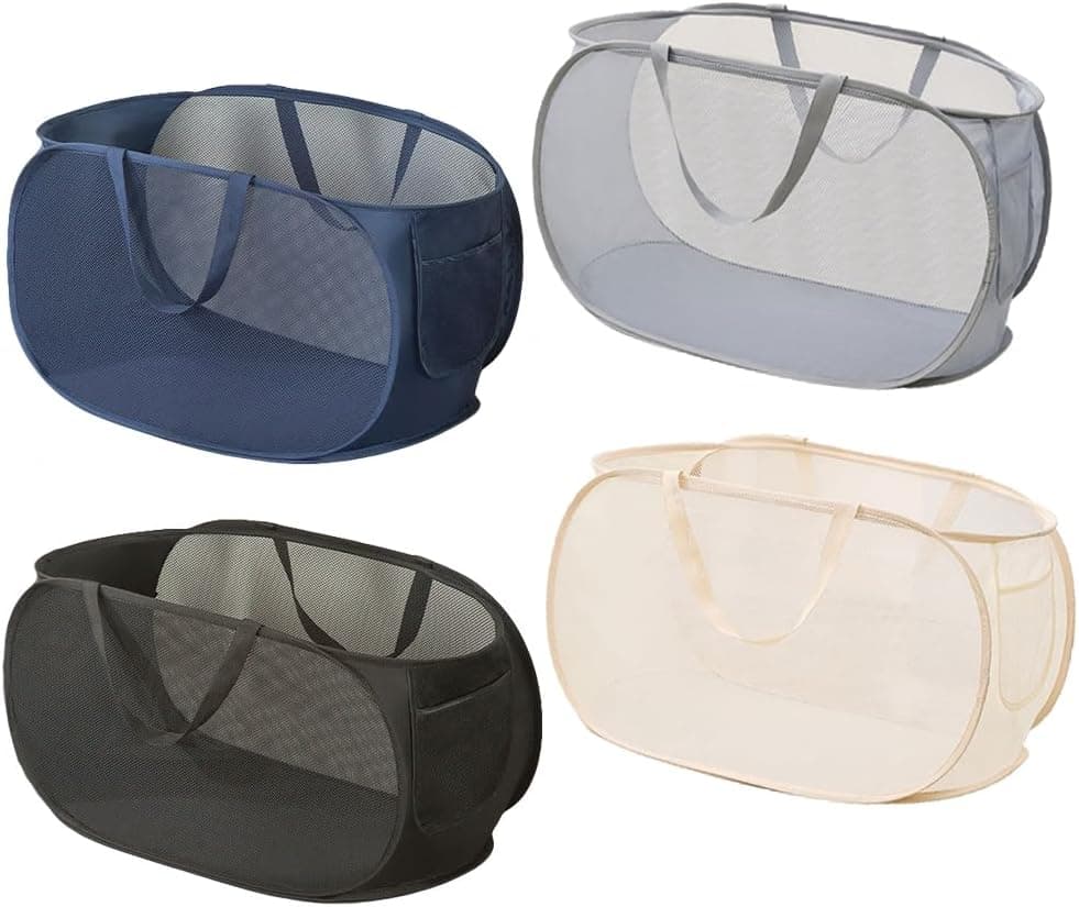 4 Pcs Collapsible Laundry Baskets, Opening Laundry Hamper, Foldable Laundry Basket, Dirty Clothes Basket for Clothes & Home Organization