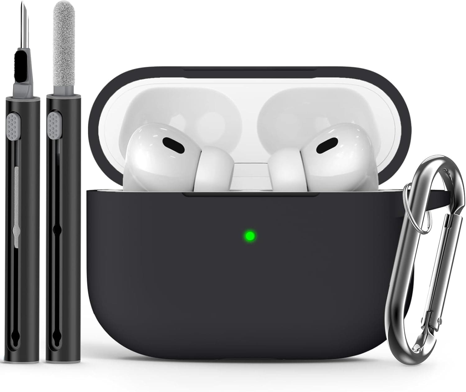 Ljusmicker for AirPods Pro Case Cover with Cleaner Kit,Soft Silicone Protective Cover for Apple AirPod Pro 2nd/1st Generation Case for Women Men,AirPods Pro 2/Pro Case Accessories with Keychain-Black