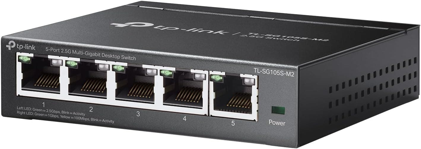 TP-Link TL-SG105S-M2 | 5-Port Multi-Gigabit 2.5G Ethernet Switch | Unmanaged Network Switch | Ethernet Splitter | Plug & Play | Desktop/Wall Mount | Silent Operation