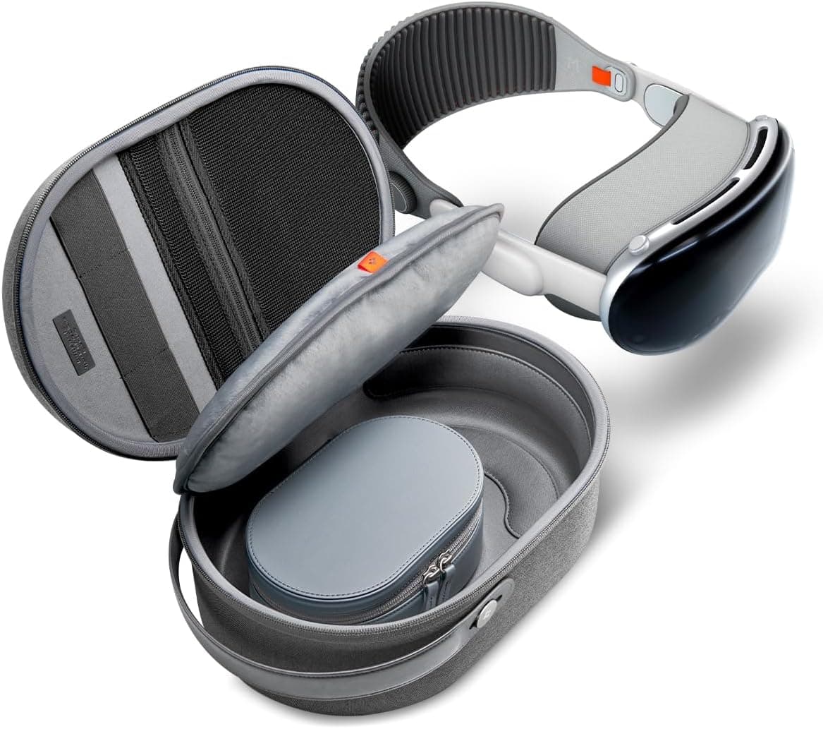 Spigen Klasden Pouch Designed for Apple Vision Pro Case M2 and M5 Chip (2024/2025), Premium Full Protection Portable Travel Case and Storage - Charcoal Gray