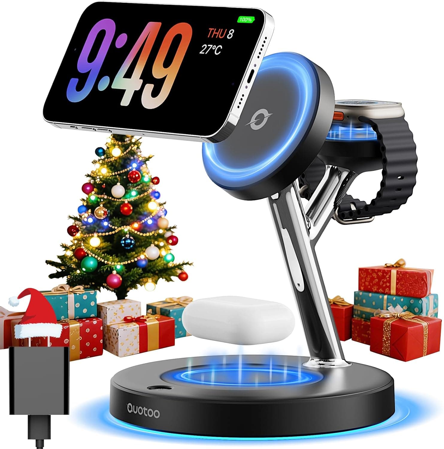 2025 3 in 1 Charging Station for Apple Compatible with Magsafe Charger Stand for iPhone 17 16 15 14 13 12 Wireless Charging Station for AirPods Wireless Charger for iWatch Series