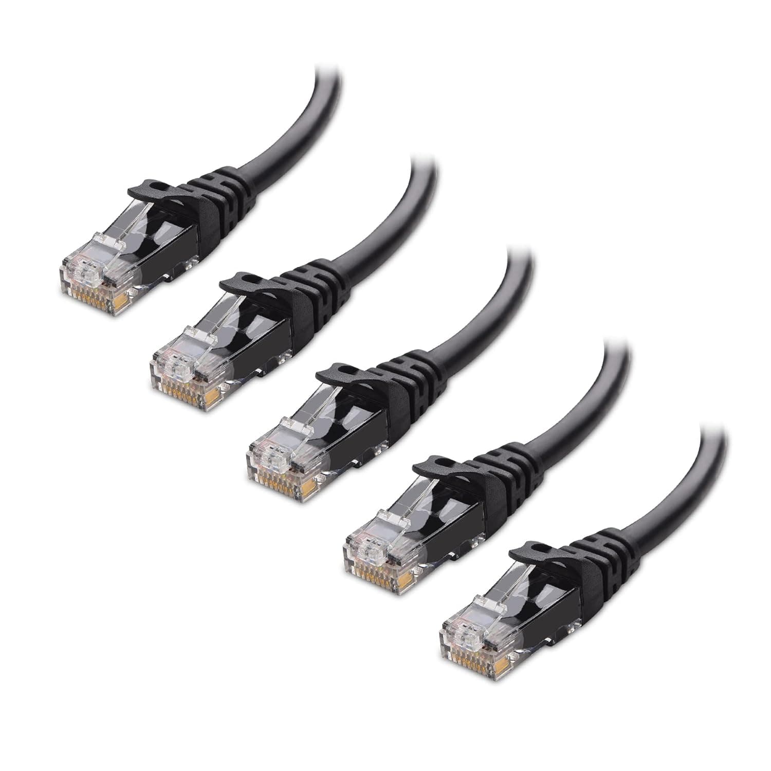 Cable Matters 10Gbps 5-Pack Snagless Cat 6 Ethernet Cable - 6ft, Cat 6 Cable, Cat6 Cord, Ethernet Cord, Black