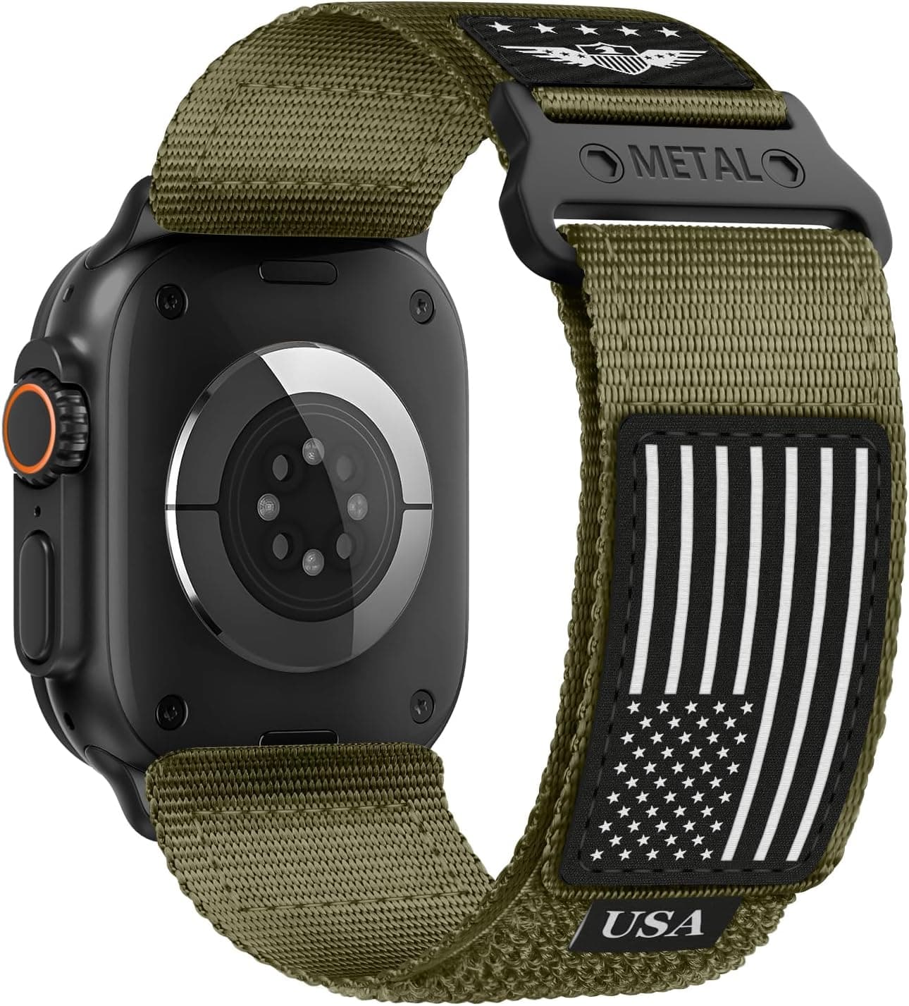 Rugged Nylon for Apple Watch Ultra 2/ Ultra 3 Band Series 11/10/9/8/7/6/5/4/3/SE iWatch Bands Men,Soft Woven Stars-Stripes Flag Wristbands Strap for Apple Watch Ultra 3/2/1 49mm 46mm 45mm 44mm 42mm