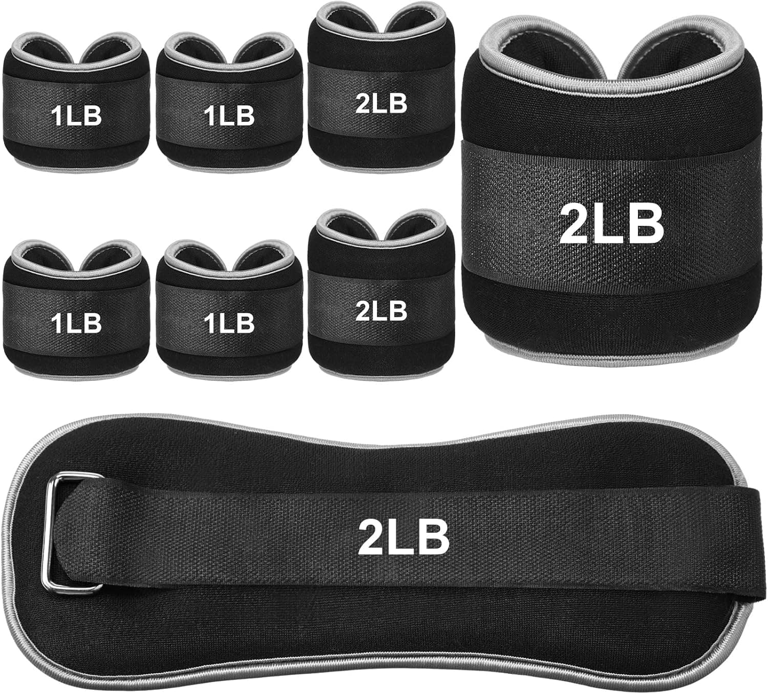 4 Pairs Ankle Leg Weights Adjustable Set for Women Men, 1lb 2lb Wrist Weight Arm Fitness Wristbands Ankle Leg Strap for Gym Yoga Training Walking Jogging Running
