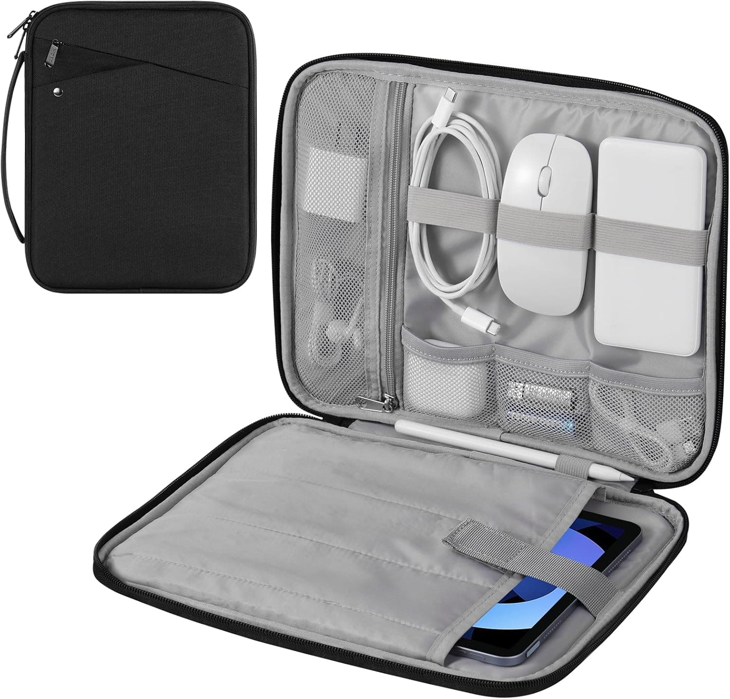 MoKo 9-11 Inch Tablet Sleeve Carrying Case with Handle, Padded Protective Travel Bag for New 11-inch iPad Air 3/Pro M5/ A16 2025, iPad 10. Gen/Air 5/4. 10.9, i-Pad 9/8. 10.2,Tab S9/S8 11, Black