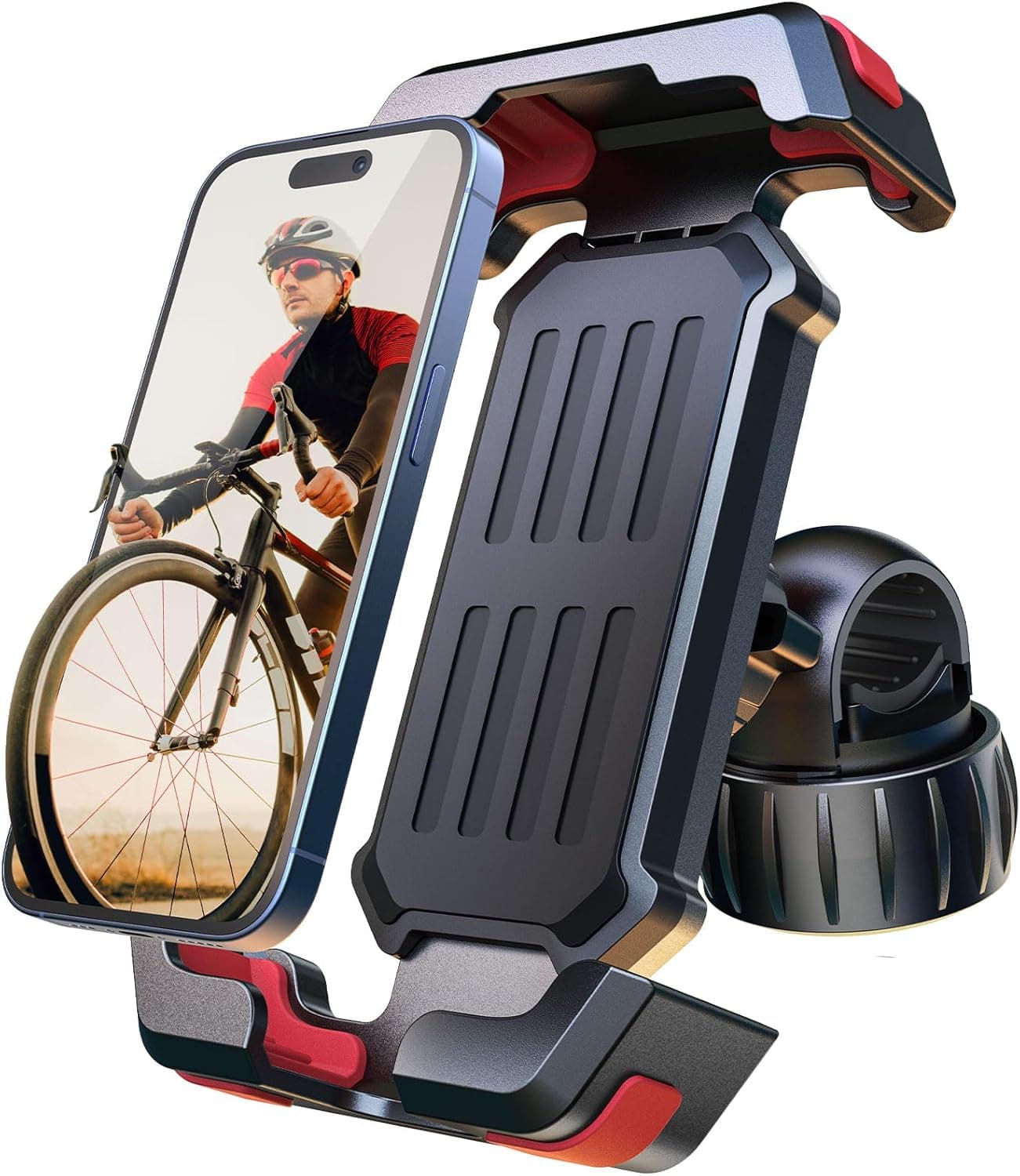 Pnitri 2025 New Upgraded Bike Phone Holder Handlebar - 1S Quick Install, Motorcycle Phone Mount, Bicycle Phone Holder fit Large Phone Case for iPhone Samsung, Dirt Scooter Mini Bike Accessories