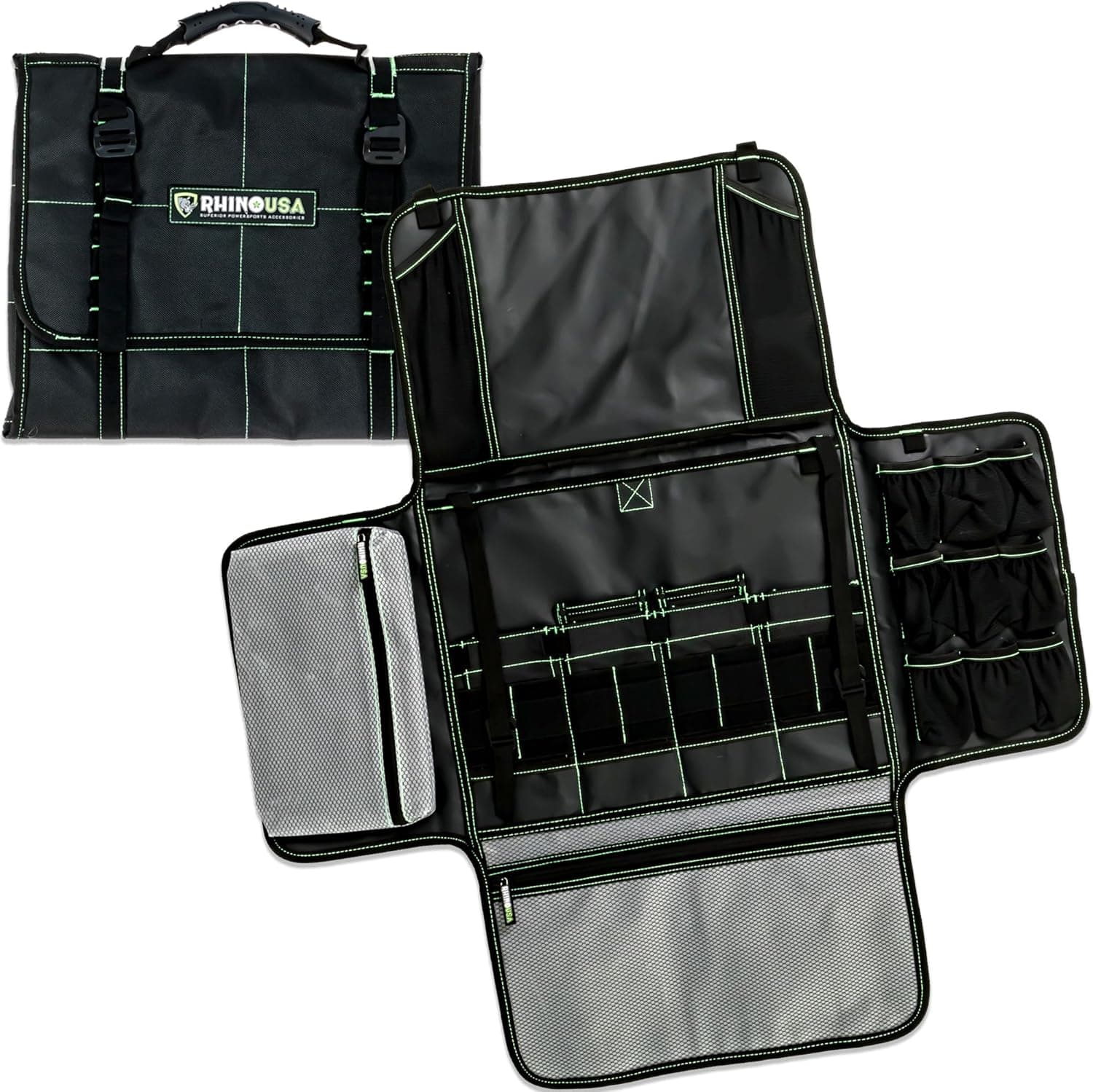 Rhino USA Camping Kitchen Organizer: Ultimate Overland Camp Accessory For Outdoor Cooking, Spice Rack, Utensil Storage and More!