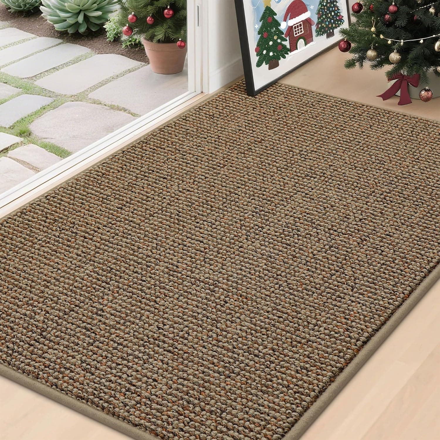 BEQHAUSE Dirt Trapper Door Mat 32" x 48", Non-Slip Washable Doormats Entrance Mat, Dirt Resistant and Absorbent Welcome Mat, Low Profile Floor Mats for Front Back Door and Entryway, Beige
