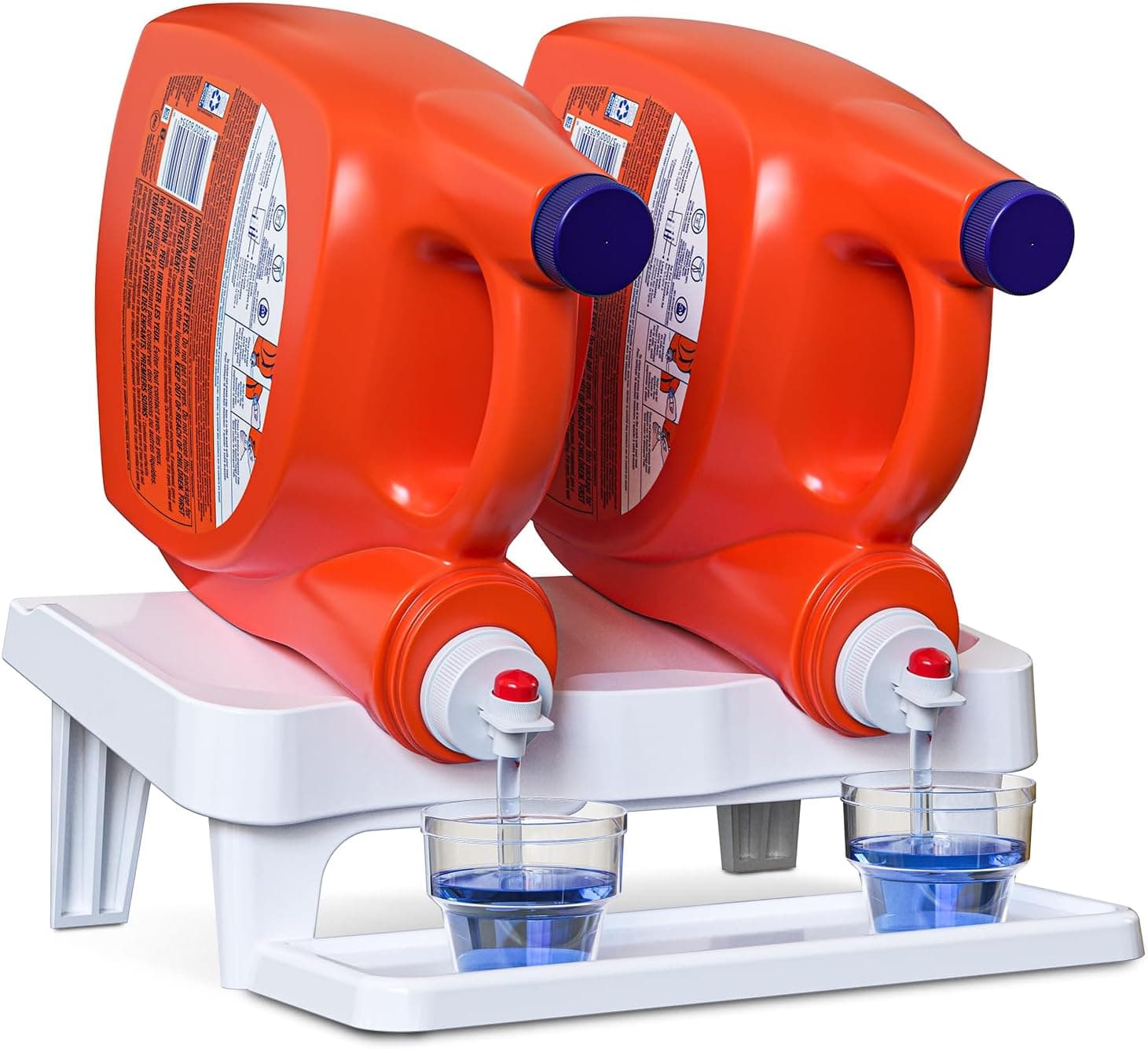 TidyFriend Detergent Holder Shelf for Laundry Room - Holds 2 Liquid Soap Dispenser, Laundry Soap Station Organizer, Detergent Stand with Drip Catcher Drip Tray Storage Organization (White)