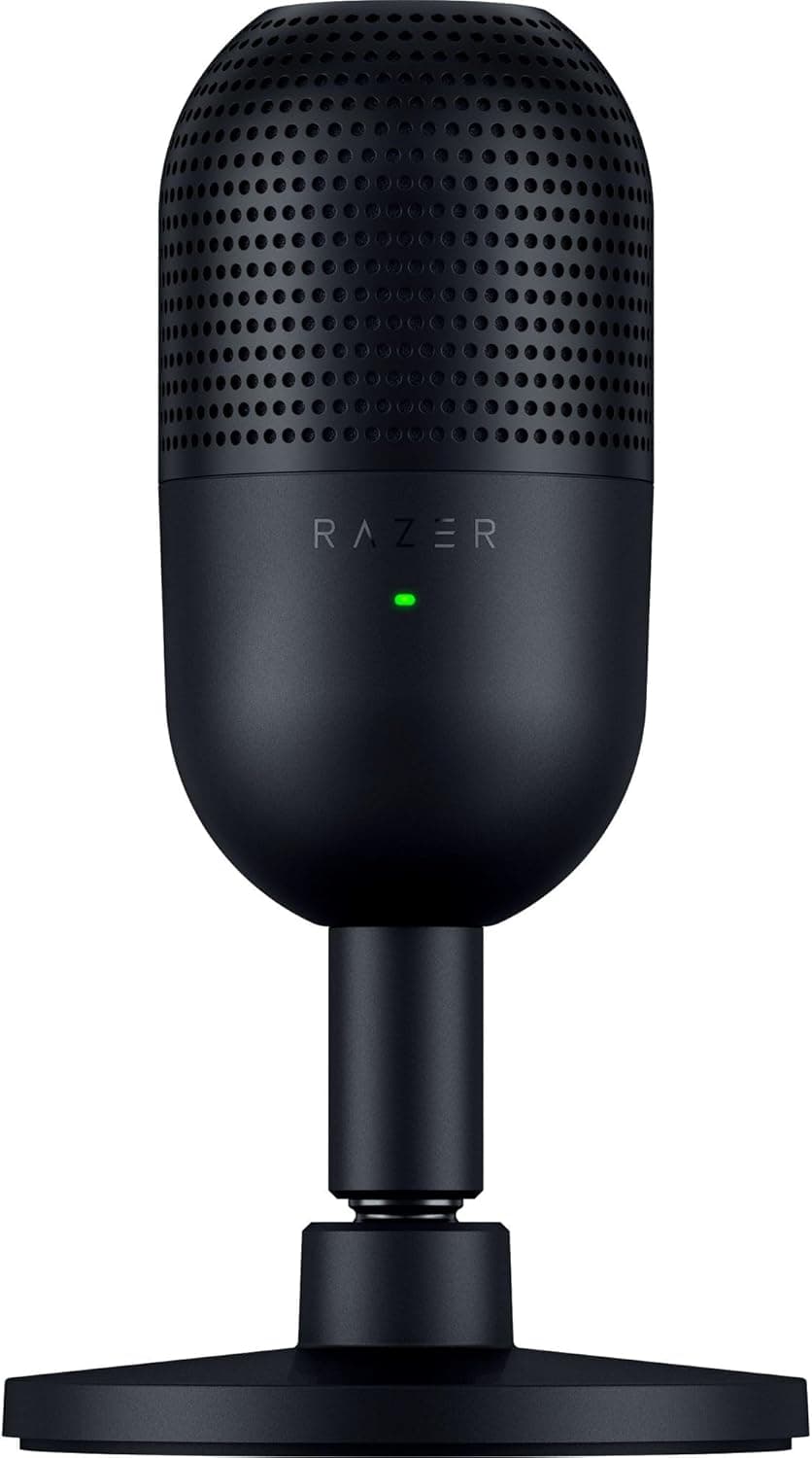 Razer Seiren V3 Mini USB Microphone: Condenser Mic - Supercardioid Pickup Pattern - Tap-to-Mute Sensor with LED Indicator - Shock Absorber - Ultra Compact - PC, Discord, OBS Studio, XSplit - Black
