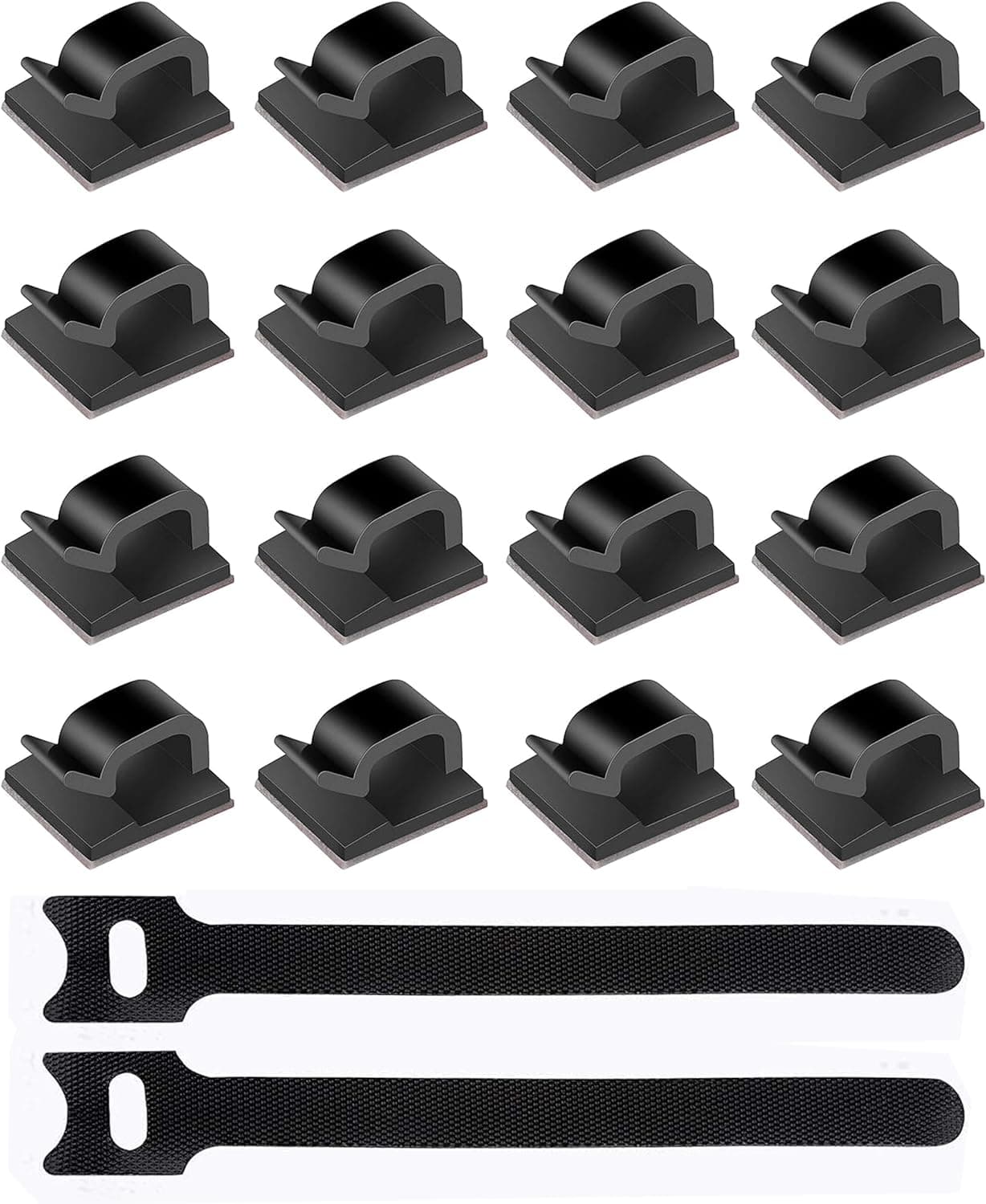 60 PCS Adhesive Cable Clips,10 PCS 6 Inches Reusable Cable Ties,Durable Strong Cable Wire Management for Car, Office and Home