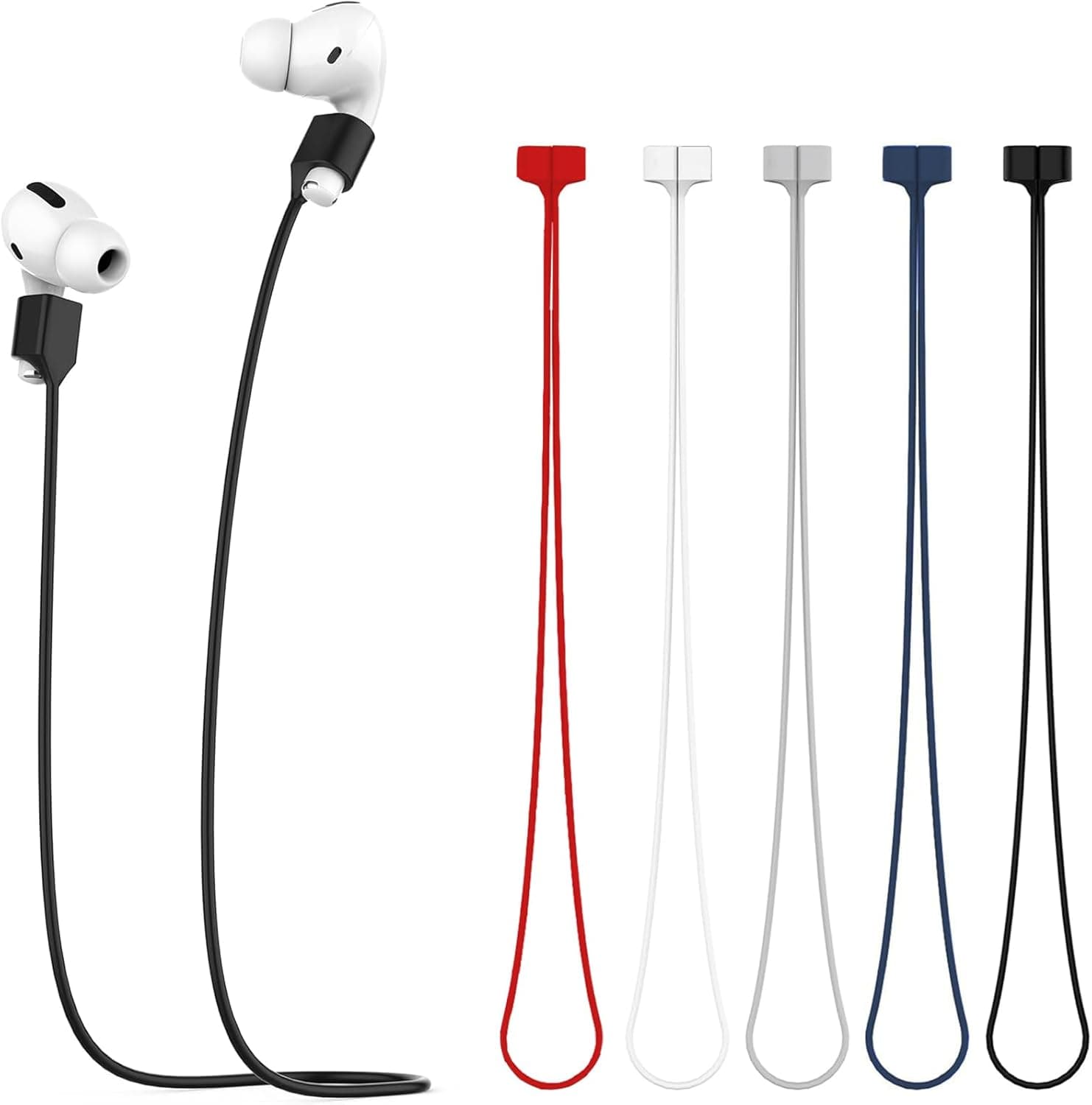 5 Pack Magnetic Anti-Lost Straps for AirPods,Ultra Strong Magnetic AirPods Strap Anti-Lost Neck Rope Cord,Soft Silicone Sports Lanyard Compatible with AirPods 1&2/ Pro /2nd/3rd