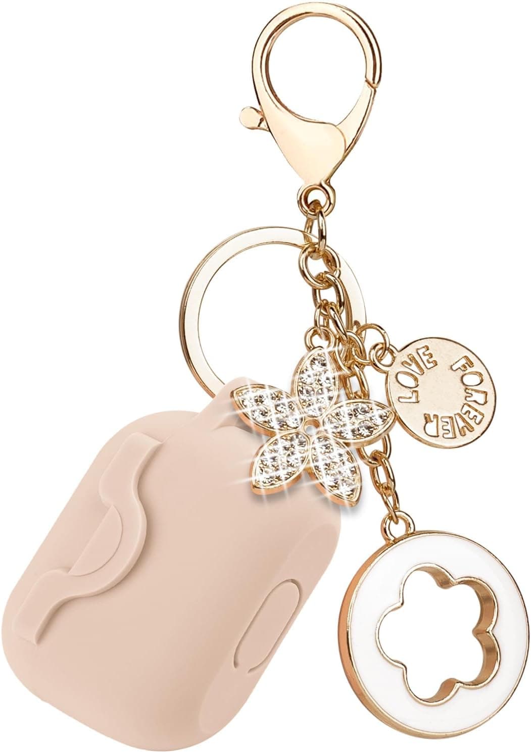 Secure Lock Case for Airpods 3 - VOTILE Airpods 3rd Generation Cases Cover Women 2022 Silicone Charging Case Girl Bling Keychain for Airpod Gen 3 - Milk Tea