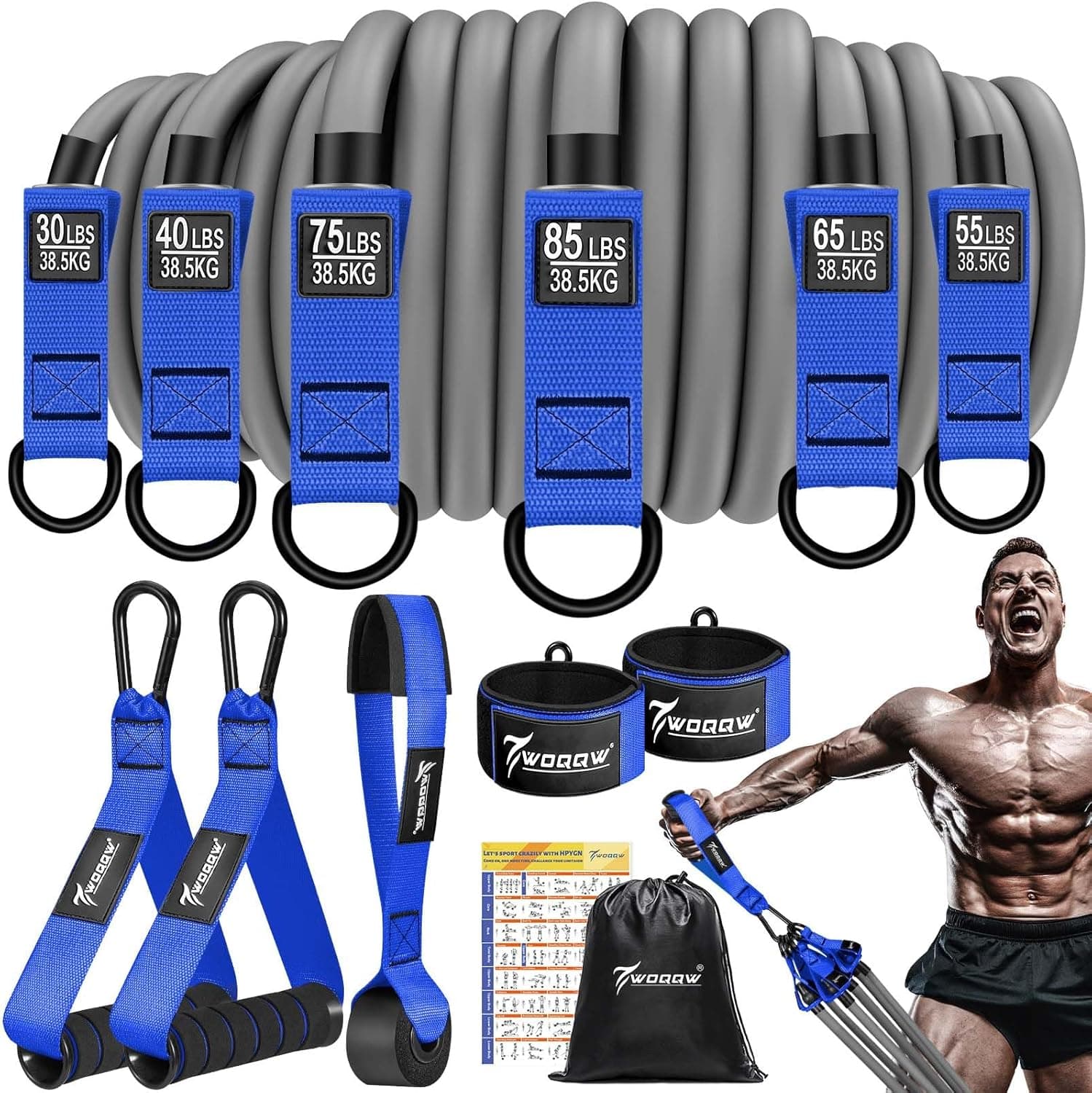 Heavy Resistance Bands for Working Out, 350lbs/450lbs Exercise Bands with Handles, Workout Bands Set for Men, Fitness Weight Bands for Muscle Strength Training, Stretching, Slim, Home Gym Equipment