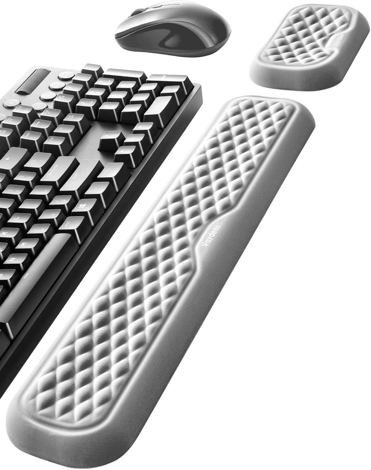 Vaydeer Wrist Rest for Keyboard and Mouse, Computer Ergonomic Wrist Support Pad, Soft Memory Foam Arm Cushion for Desk, Palm Hand Office Laptop Typing-Gray