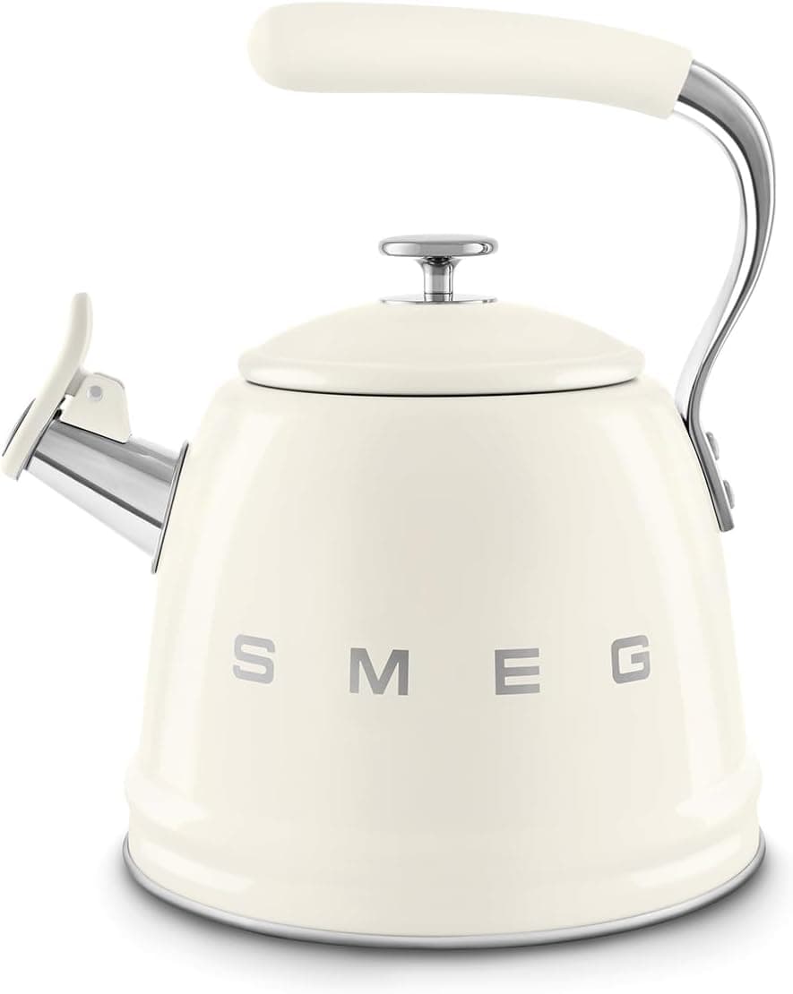 SMEG Retro Stovetop Whistling Kettle – 2.4Q (Cream)