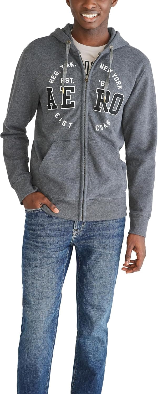 AEROPOSTALE mens Aero Logo Full Zip Hoodie- Circle