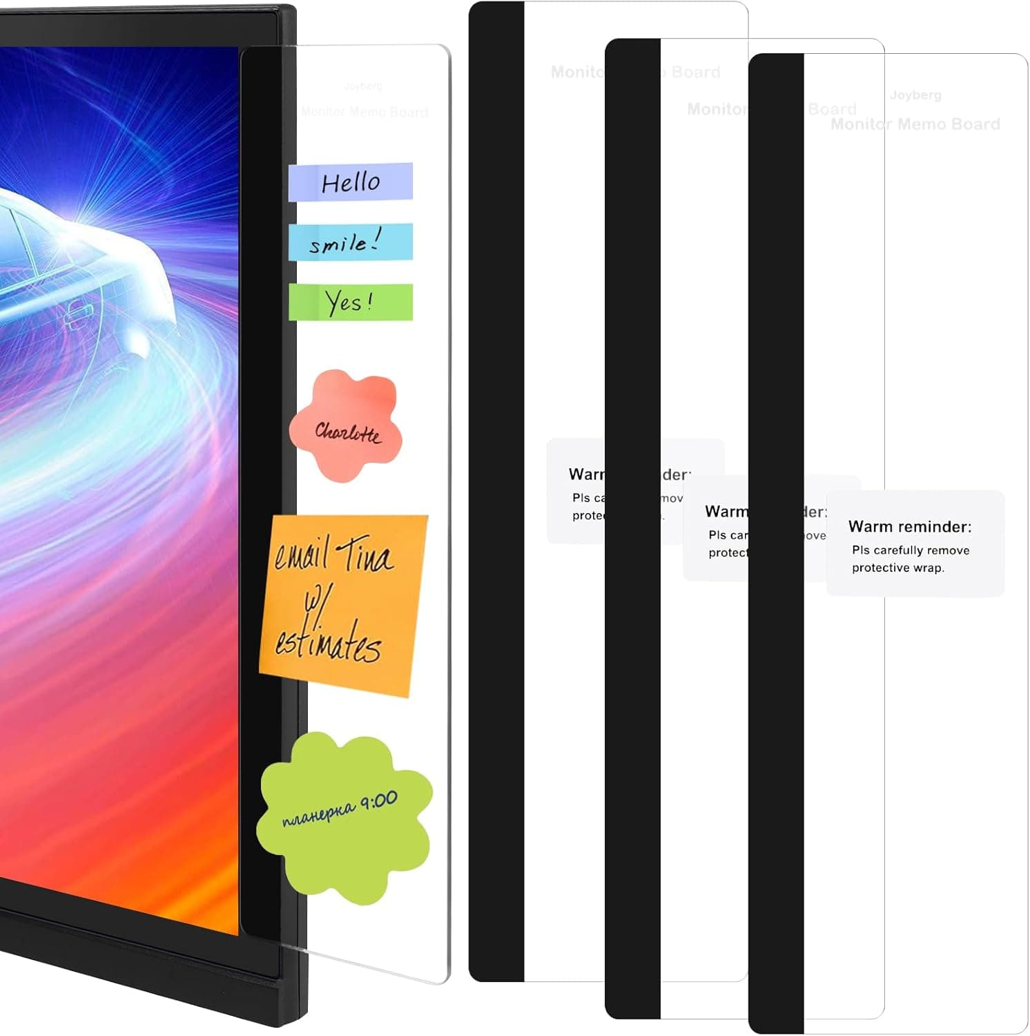 Joyberg 3PCS Monitor Memo Board, Memo Board for Computer Monitor, Monitor Memo Board Computer Monitor Sticky Note Holder, Office Desk Accessories