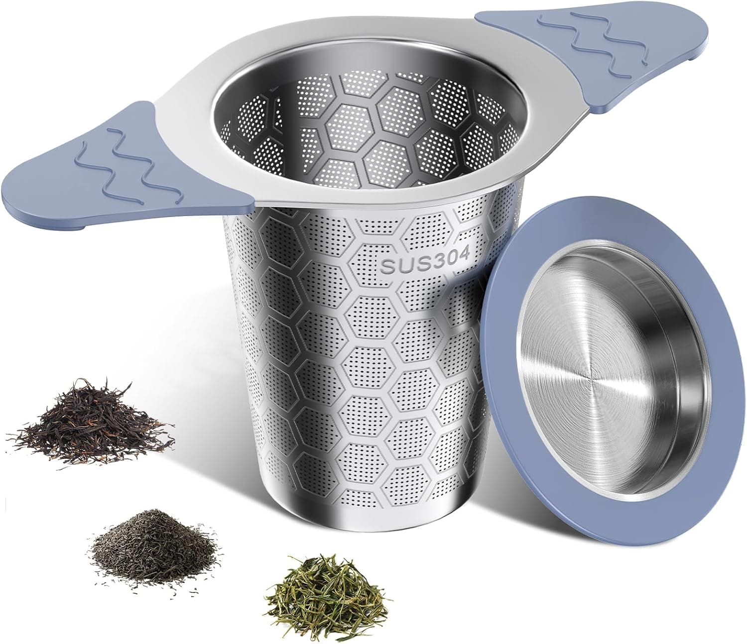 Tea Infuser for Loose Leaf Tea,Stainless Steel Tea Infuser with Heat Proof Silicone Handles,Extra Fine Mesh Tea Strainers Filter Fine Tea Leaves Effectively,Fits TeaPots/Mugs