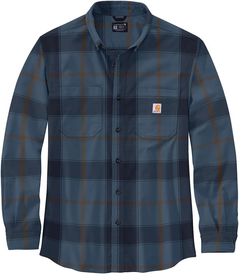 Carhartt Mens Rugged Flex Relaxed Fit Midweight Flannel Long-Sleeve Plaid Shirt