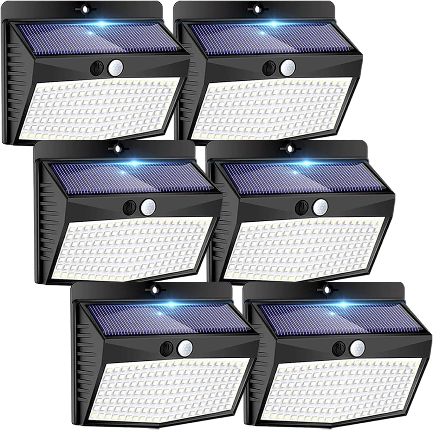 Peasur [6 Packs] Solar Lights Outdoor Motion Sensor Solar Security Lights Waterproof with 3 Lighting Modes Solar Powered Wall Lights Outside for Garden Fence Yard Deck