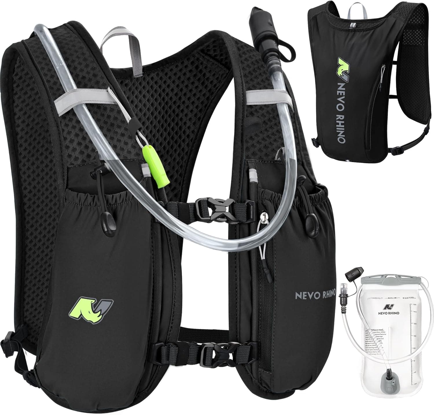 N NEVO RHINO Running Vest,Hydration Vest 5L with 1.5L Water Bladder,Lightweight Hydration Pack Water Backpack for Hiking Race